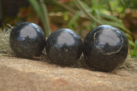 Polished Rare Sparkling Blue Iolite Spheres  x 3 From Madagascar - TopRock