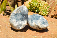 Polished Blue Celestite Eggs With Crystalline Centres  x 4 From Madagascar - TopRock