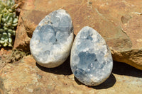 Polished Blue Celestite Eggs With Crystalline Centres  x 4 From Madagascar - TopRock