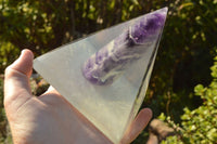 Polished Amethyst Set In A Clear Resin Pyramid With Light Stand x 1 From Southern Africa - TopRock