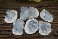 Natural Blue Celestite Crystal Specimens  x 6 From Madagascar