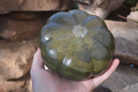 Polished Green Verdite Pumpkin Carving x 1 From Mazoe, Zimbabwe