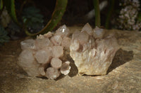 Natural Cascading Smokey Quartz Clusters x 2 From Luena, Congo