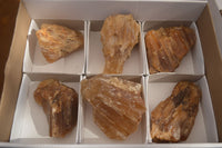 Natural Honey Aragonite Etched & Cobbed Pieces  x 6 From Namibia