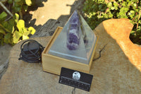 Polished Amethyst Set In A Clear Resin Pyramid With Light Stand x 1 From Southern Africa - TopRock