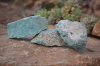 Natural Rough Amazonite Cobbed Specimens  x 12 From Madagascar