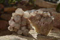 Natural Cascading Smokey Quartz Clusters x 2 From Luena, Congo