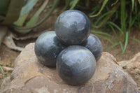 Polished Blue Lazulite Spheres  x 4 From Madagascar - Toprock Gemstones and Minerals 