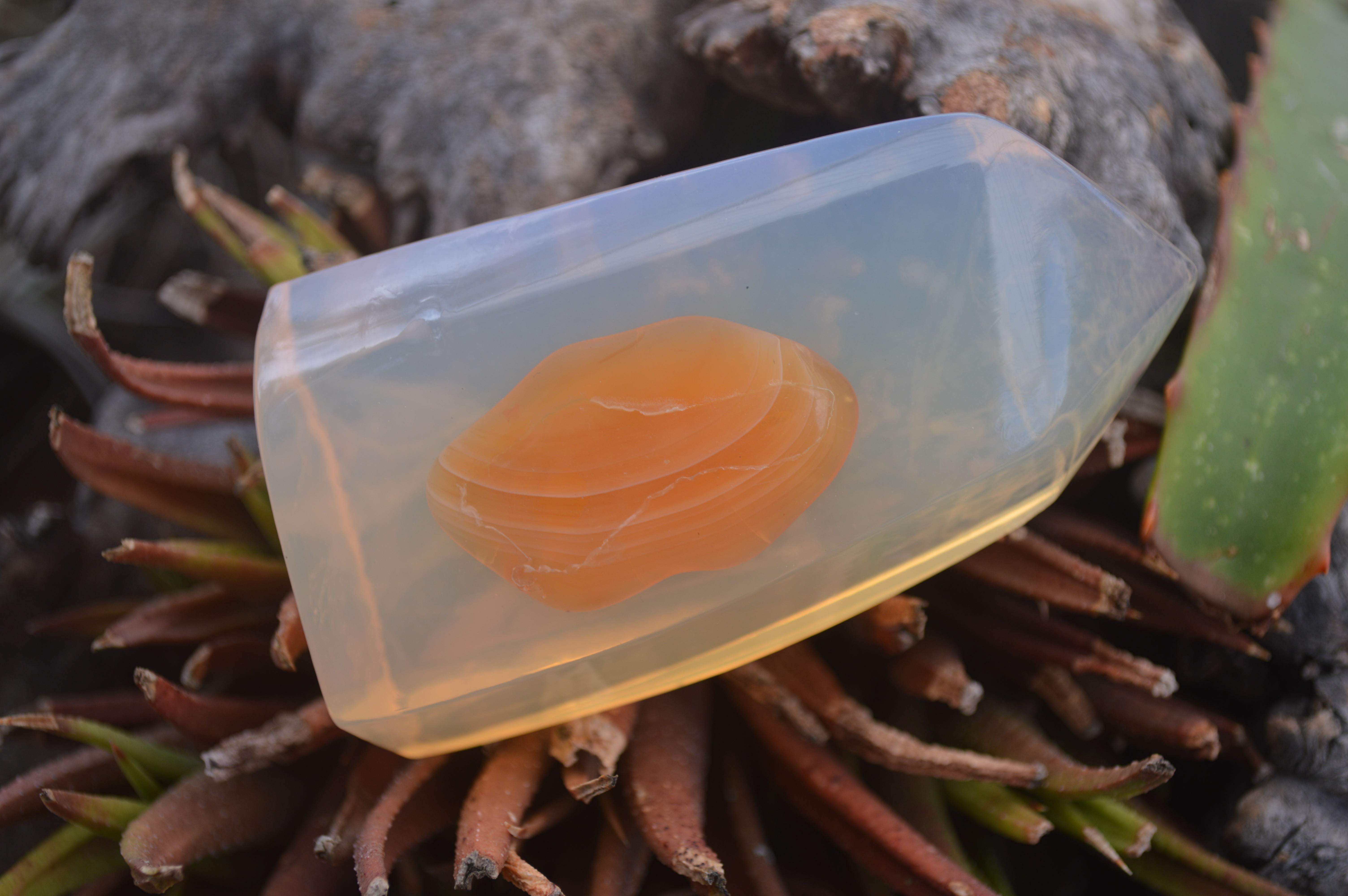 Carnelian Glycerin Handmade Soap With Orange Bigrade Essential Oil - sold per 50g soap - From South Africa - Toprock Gemstones and Minerals 