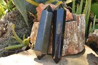 Polished Double Terminated Black Basalt Points  x 2 From Madagascar - TopRock