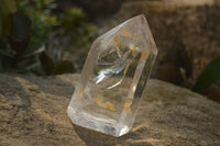 Polished Clear & Smokey Window Quartz Points x 3 From Ankazobe, Madagascar