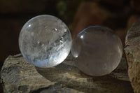 Polished Clear Quartz Crystal Balls  x 4 From Ambatondrazaka, Madagascar