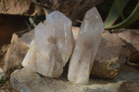 Natural Semi Polished Quartz Crystals x 2 From Angola