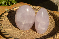 Polished Blueish Pink Rose Quartz Standing Free Forms x 2 From Ambatondrazaka, Madagascar - TopRock