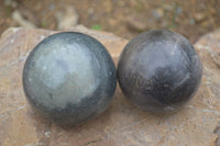 Polished Blue Lazulite Spheres  x 4 From Madagascar - Toprock Gemstones and Minerals 