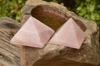 Polished Pink Rose Quartz Pyramids  x 4 From Madagascar - TopRock