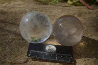 Polished Clear Quartz Crystal Balls  x 4 From Ambatondrazaka, Madagascar