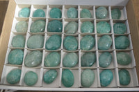 Polished Blue Amazonite Palm Stones  x 35 From Ambositra, Madagascar