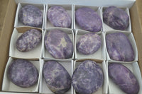 Polished Purple Lepidolite Palm Stones  x 12 From Zimbabwe