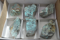 Natural Drusy Coated Chrysocolla Dolomite Specimens x 6 From Likasi, Congo