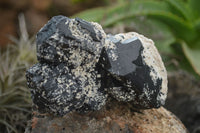 Natural Schorl Black Tourmaline & Smokey Quartz Specimens x 2 From Erongo Mountains, Namibia - TopRock