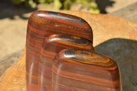 Polished Banded Tiger Iron / Muggle Stone Standing Free Forms  x 3 From Prieska, South Africa - TopRock