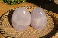 Polished Blueish Pink Rose Quartz Standing Free Forms x 2 From Ambatondrazaka, Madagascar - TopRock