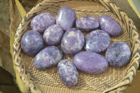 Polished Purple Lepidolite Palm Stones  x 12 From Zimbabwe