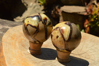 Polished Septarian (Calcite & Aragonite) Spheres  x 3 From Mahajanga, Madagascar - TopRock