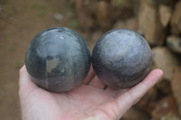 Polished Blue Lazulite Spheres  x 4 From Madagascar - Toprock Gemstones and Minerals 