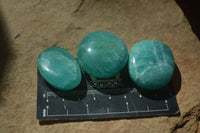 Polished Blue Amazonite Palm Stones  x 35 From Ambositra, Madagascar