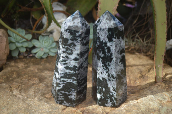 Polished Extra Large Merlinite Gabbro Points  x 2 From Madagascar