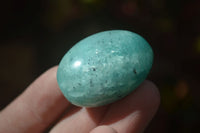 Polished Blue Amazonite Palm Stones  x 35 From Ambositra, Madagascar