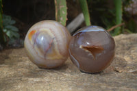 Polished Agate Spheres x 2 From Madagascar