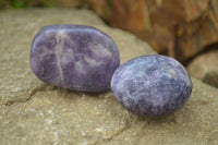 Polished Purple Lepidolite Palm Stones  x 12 From Zimbabwe