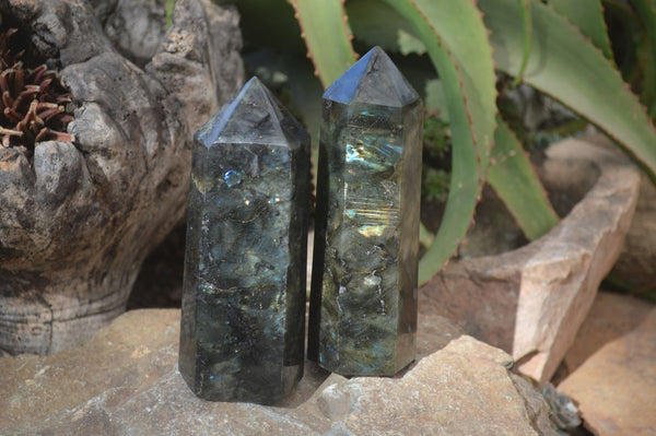 Polished Labradorite Points  x 2 From Tulear, Madagascar