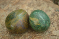 Polished Large Green Verdite Palm Stones  x 6 From Zimbabwe - TopRock