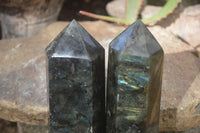 Polished Labradorite Points  x 2 From Tulear, Madagascar