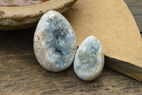 Polished Blue Celestite Eggs With Crystalline Centres  x 3 From Sakoany, Madagascar - TopRock