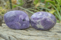 Polished Purple Lepidolite Palm Stones  x 12 From Zimbabwe