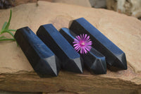 Polished Double Terminated Black Basalt Points  x 4 From Madagascar - Toprock Gemstones and Minerals 