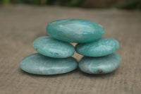 Polished Blue Amazonite Palm Stones  x 35 From Ambositra, Madagascar