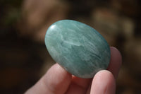 Polished Blue Amazonite Palm Stones  x 35 From Ambositra, Madagascar