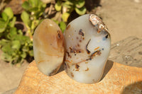 Polished Trio Of Dendritic Agate Standing Free Forms  x 3 From Moralambo, Madagascar - TopRock