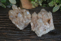 Natural Cascading White Phantom Smokey Quartz Clusters  x 2 From Luena, Congo - Toprock Gemstones and Minerals 