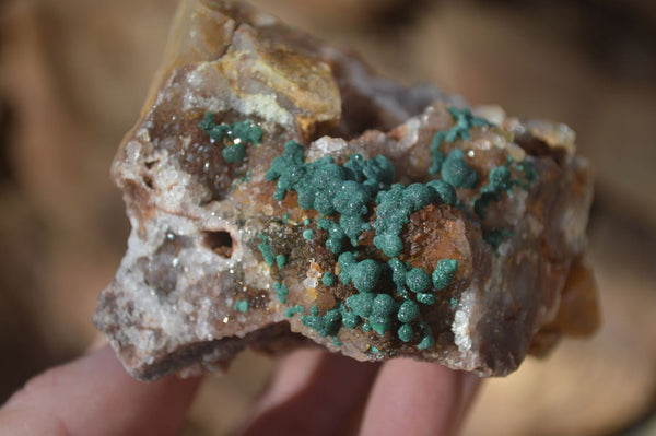 Natural Rare Ball Malachite On Drusy Quartz & Dolomite Specimens x 2 From Kambove, Congo