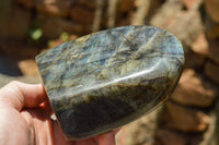 Polished Labradorite Standing Free Forms With Intense Blue Flash x 2 From Sakoany, Madagascar - TopRock