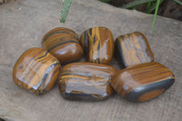 Polished Golden Tigers Eye Free Forms x 6 From Prieska, Northern Cape