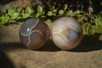 Polished Agate Spheres x 2 From Madagascar