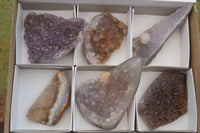 Polished Amethyst Agate Geode Specimens  x 6 From Maintirano, Madagascar - TopRock